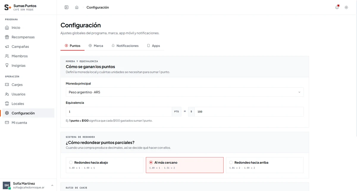 Configurá tu programa